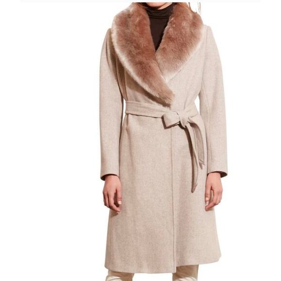Lauren Ralph Lauren Jackets & Blazers - Lauren Ralph Lauren Wool Blend Faux Fur Collar A-Line Belted Coat